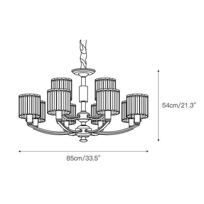 Crystal Column Brass Chandelier-DWHOME