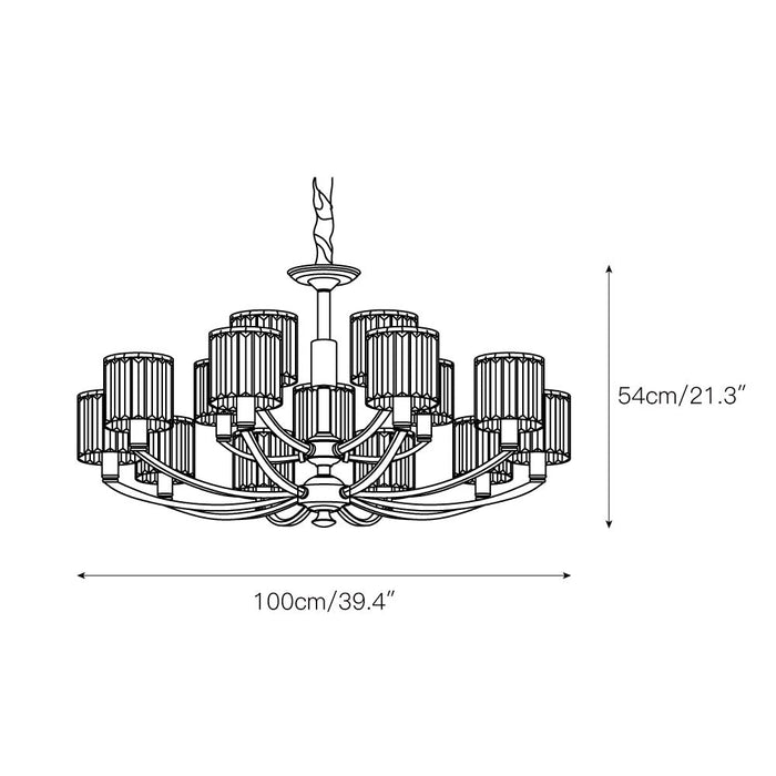 Crystal Column Brass Chandelier-DWHOME