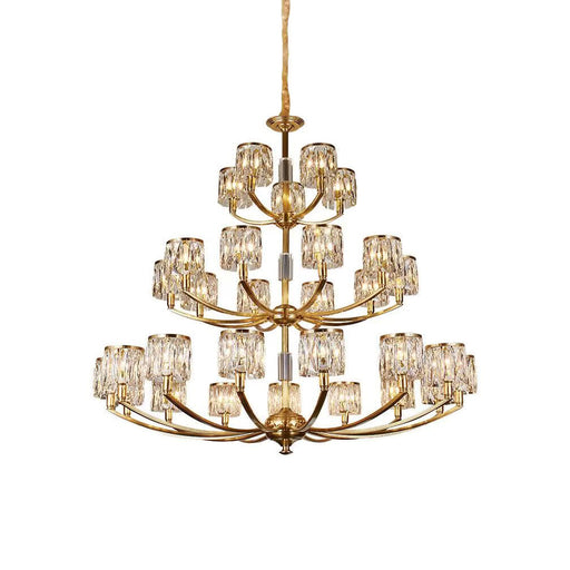 Crystal Column Brass Chandelier-DWHOME