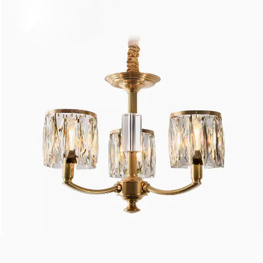 Crystal Column Brass Chandelier-DWHOME