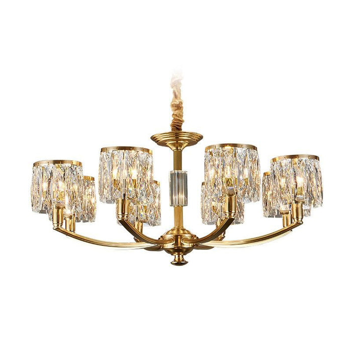 Crystal Column Brass Chandelier-DWHOME