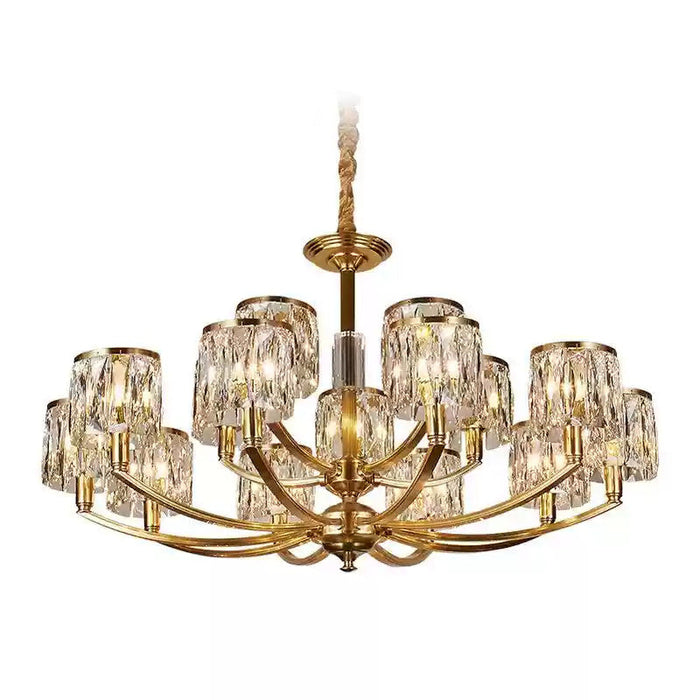 Crystal Column Brass Chandelier-DWHOME