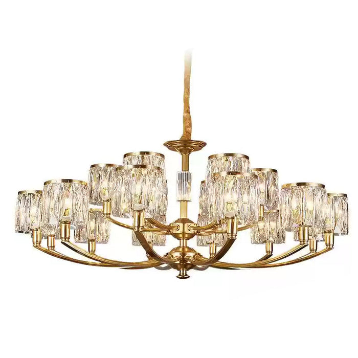 Crystal Column Brass Chandelier-DWHOME