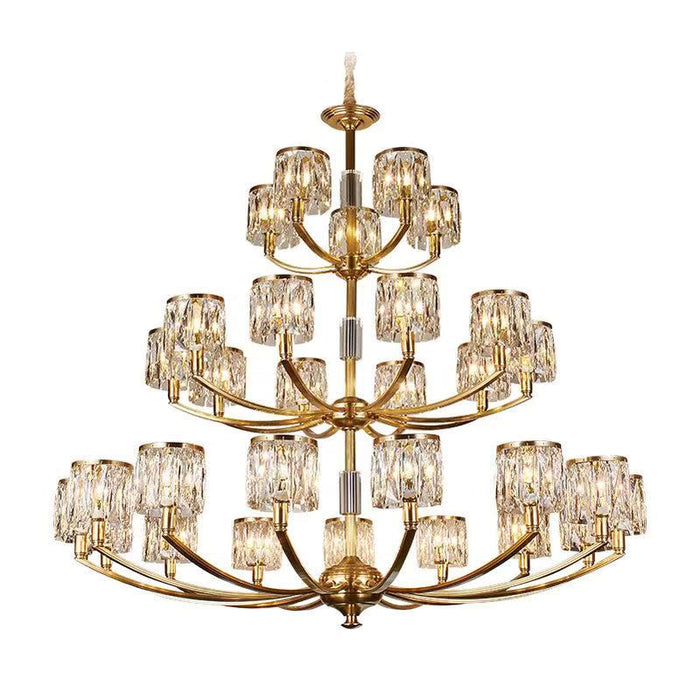 Crystal Column Brass Chandelier-DWHOME