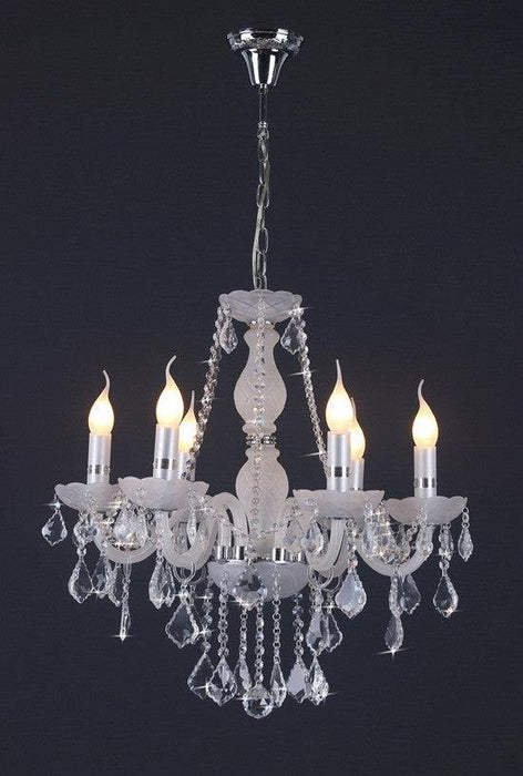 White Megan Crystal Chandelier - DWHOME
