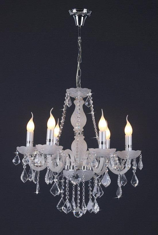 White Megan Crystal Chandelier-DWHOME