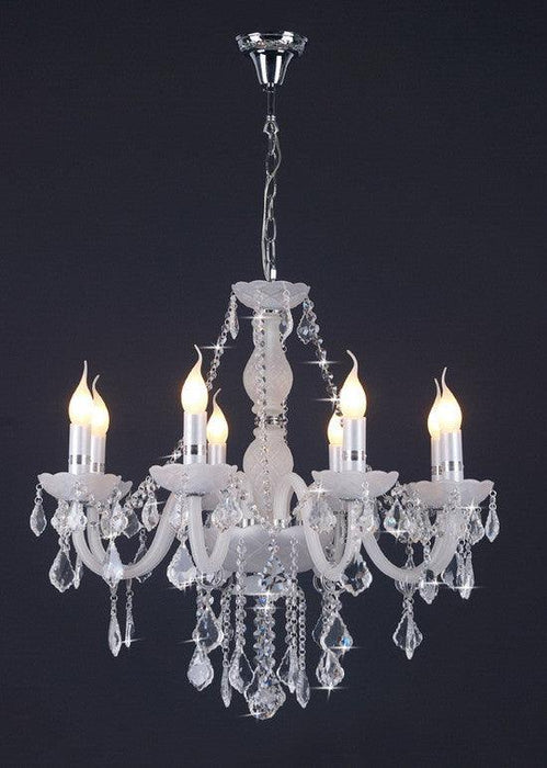 White Megan Crystal Chandelier - DWHOME