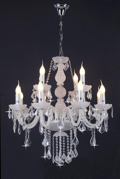 White Megan Crystal Chandelier - DWHOME