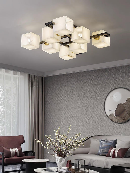 Cubist Alabaster Cluster Ceiling Lamp-DWHOME