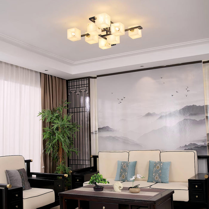 Cubist Alabaster Cluster Ceiling Lamp-DWHOME