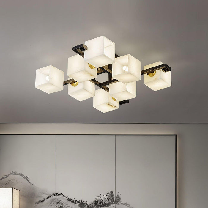 Cubist Alabaster Cluster Ceiling Lamp-DWHOME