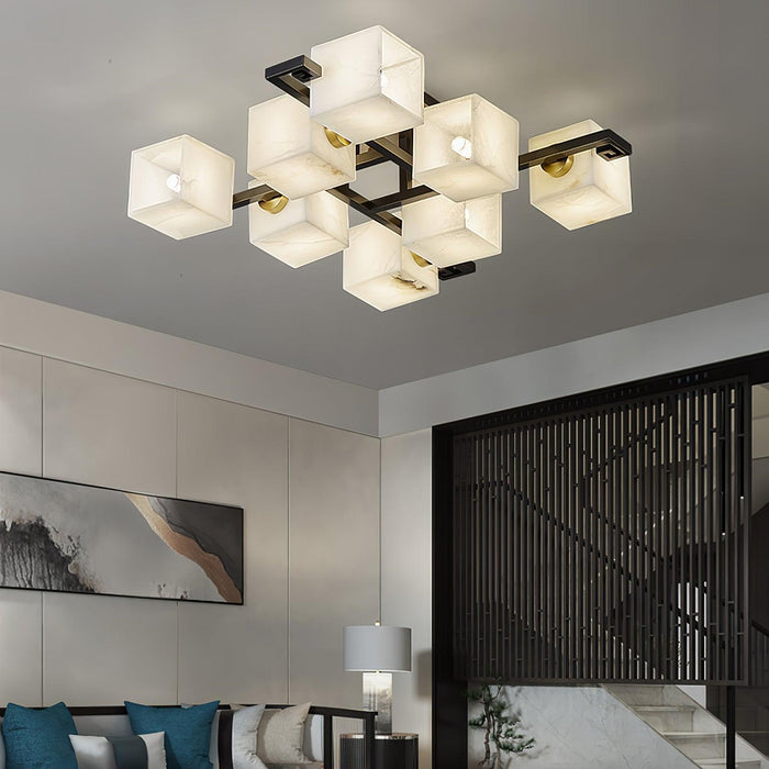 Cubist Alabaster Cluster Ceiling Lamp-DWHOME