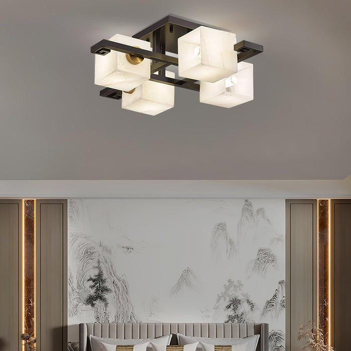 Cubist Alabaster Cluster Ceiling Lamp-DWHOME