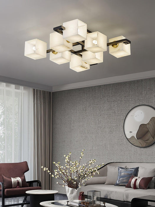 Cubist Alabaster Cluster Ceiling Lamp-DWHOME