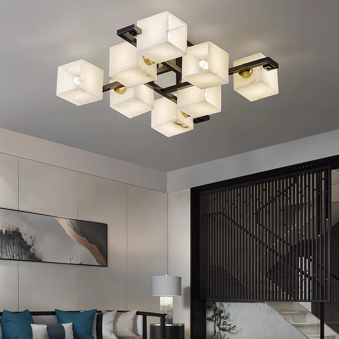 Cubist Alabaster Cluster Ceiling Lamp-DWHOME