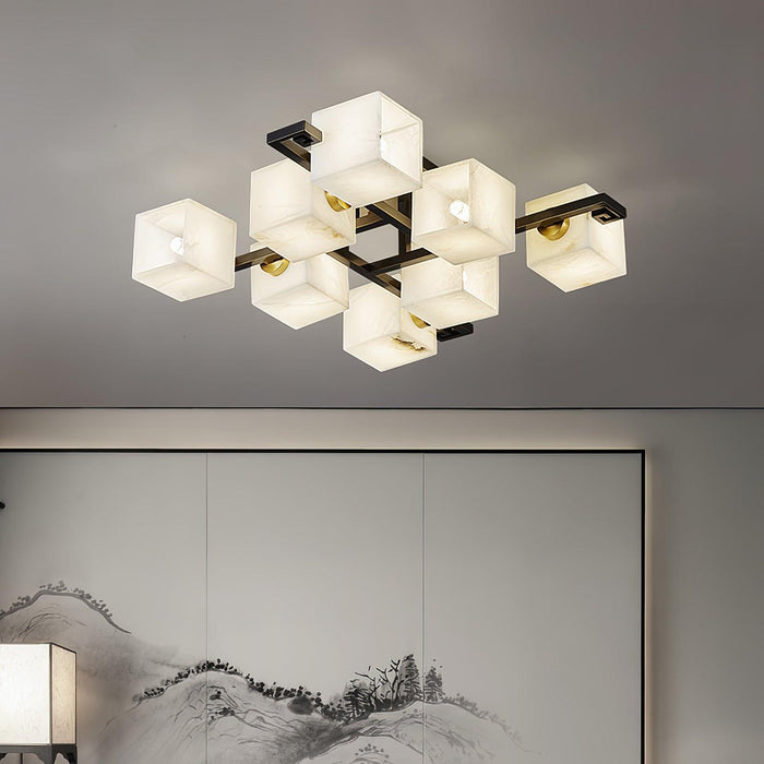 Cubist Alabaster Cluster Ceiling Lamp-DWHOME