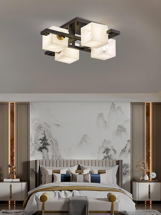 Cubist Alabaster Cluster Ceiling Lamp-DWHOME