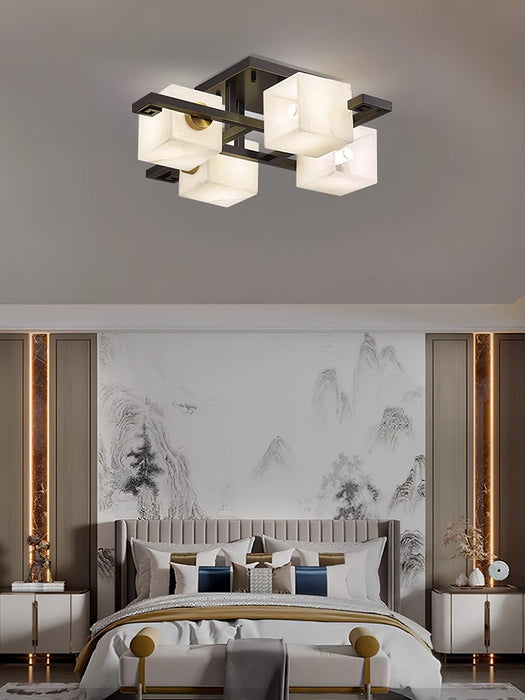 Cubist Alabaster Cluster Ceiling Lamp-DWHOME