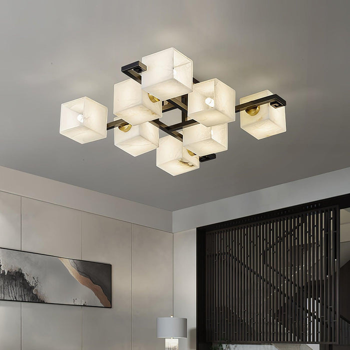 Cubist Alabaster Cluster Ceiling Lamp-DWHOME