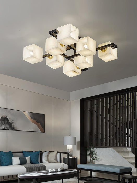 Cubist Alabaster Cluster Ceiling Lamp-DWHOME