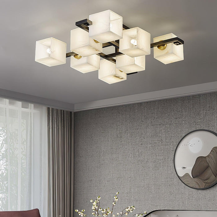 Cubist Alabaster Cluster Ceiling Lamp-DWHOME