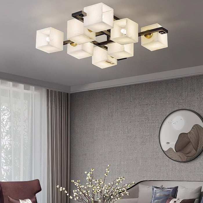 Cubist Alabaster Cluster Ceiling Lamp-DWHOME