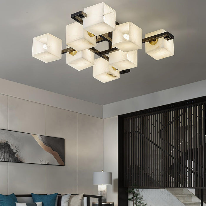 Cubist Alabaster Cluster Ceiling Lamp-DWHOME