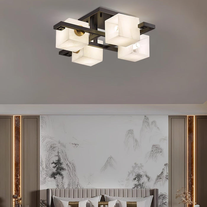 Cubist Alabaster Cluster Ceiling Lamp-DWHOME