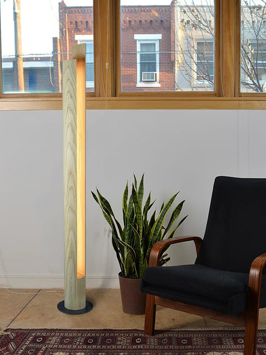 Cylindrical Timber Column Floor Lamp-DWHOME