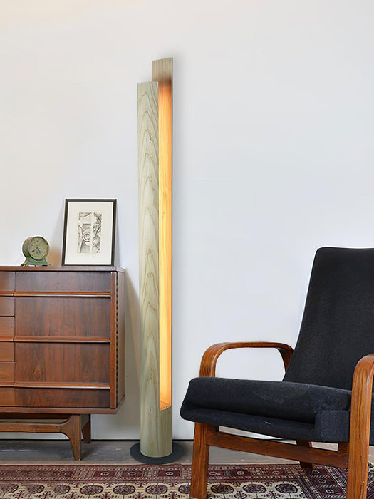 Cylindrical Timber Column Floor Lamp-DWHOME