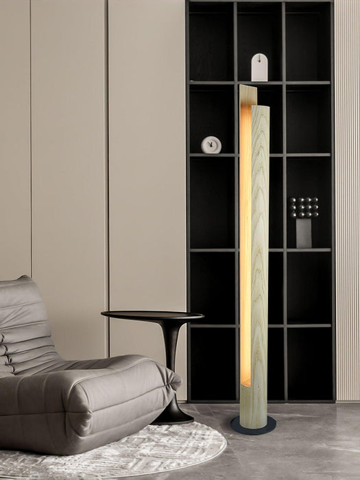Cylindrical Timber Column Floor Lamp-DWHOME