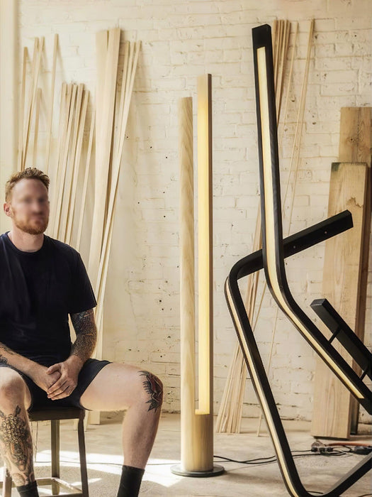 Cylindrical Timber Column Floor Lamp-DWHOME