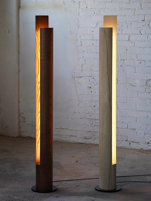 Cylindrical Timber Column Floor Lamp-DWHOME