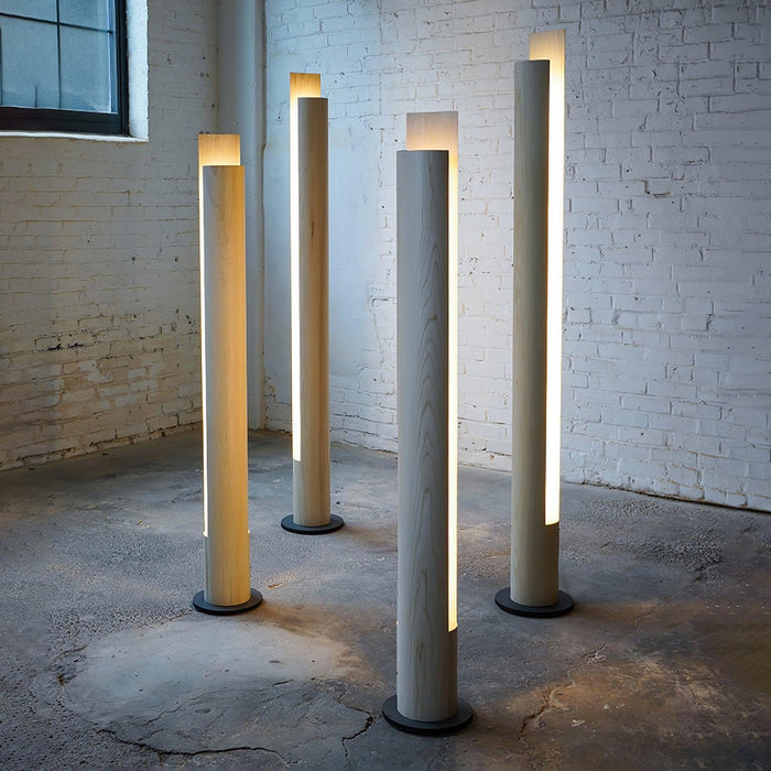 Cylindrical Timber Column Floor Lamp-DWHOME