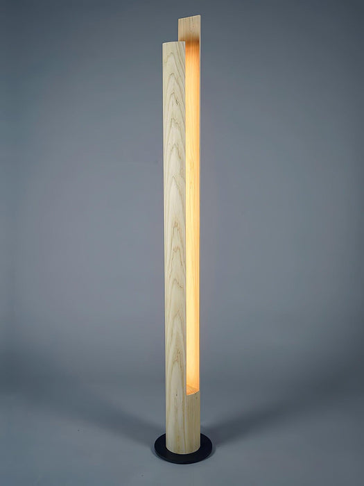 Cylindrical Timber Column Floor Lamp-DWHOME