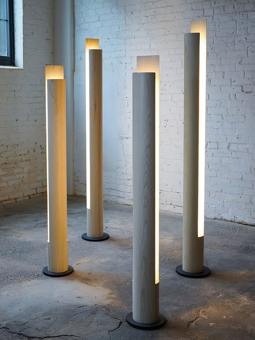 Cylindrical Timber Column Floor Lamp-DWHOME