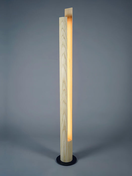 Cylindrical Timber Column Floor Lamp-DWHOME