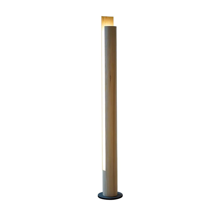 Cylindrical Timber Column Floor Lamp-DWHOME