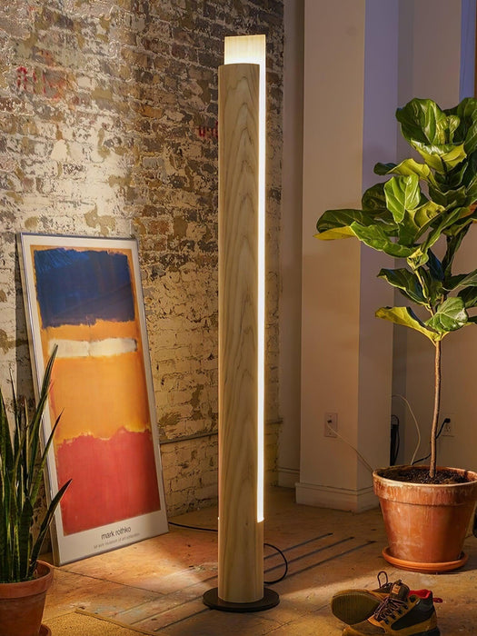 Cylindrical Timber Column Floor Lamp-DWHOME