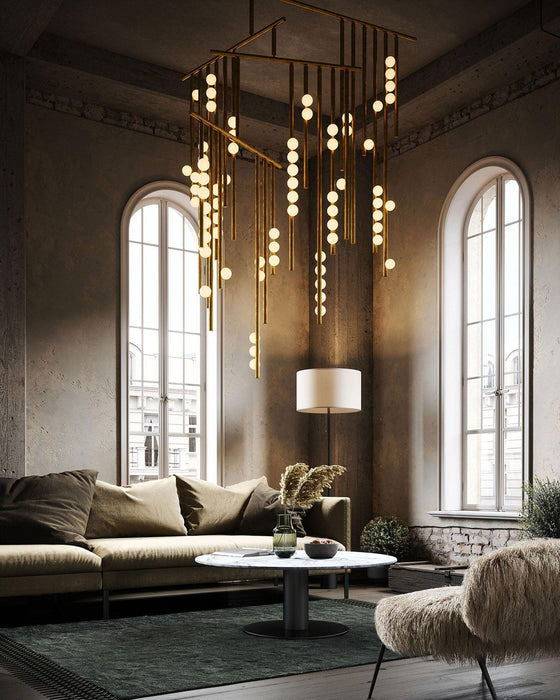 Brass Glass Drop Chandelier - DWHOME