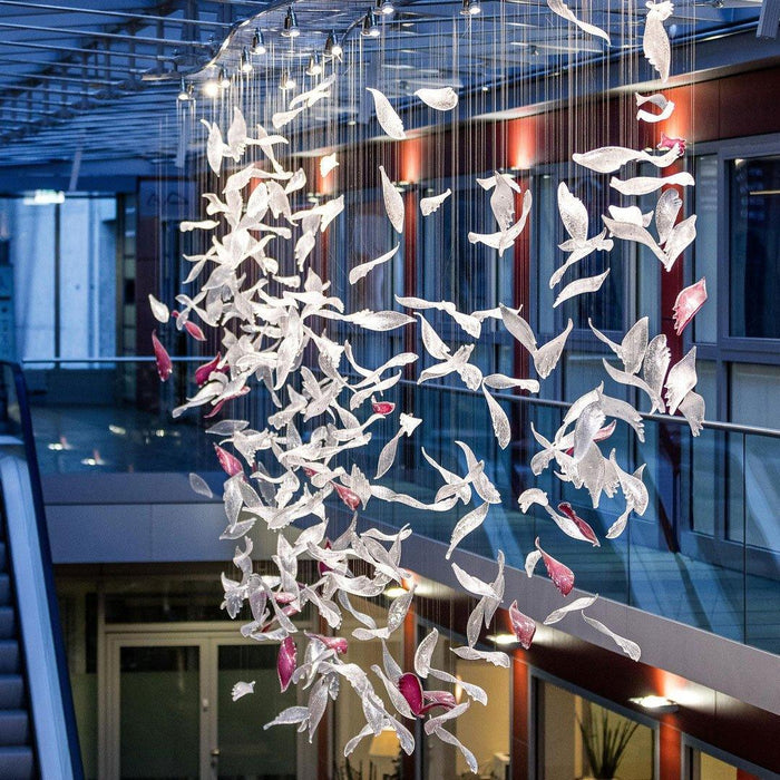 Flying Glass Feather Chandelier-DWHOME