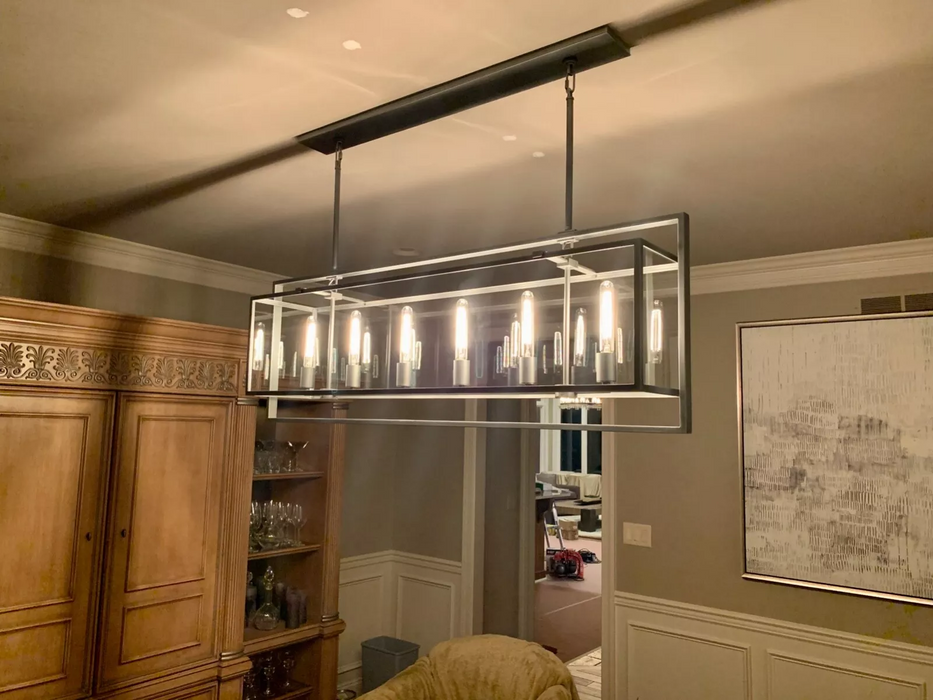 Baker Glass Lantern Rectangular Chandelier 72"-DWHOME