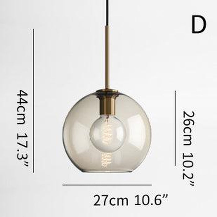 Millow Glass Shade Brass Fitting Pendant Light-DWHOME