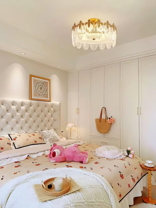 Decorative Pattern Glass Round Chandelier - DWHOME