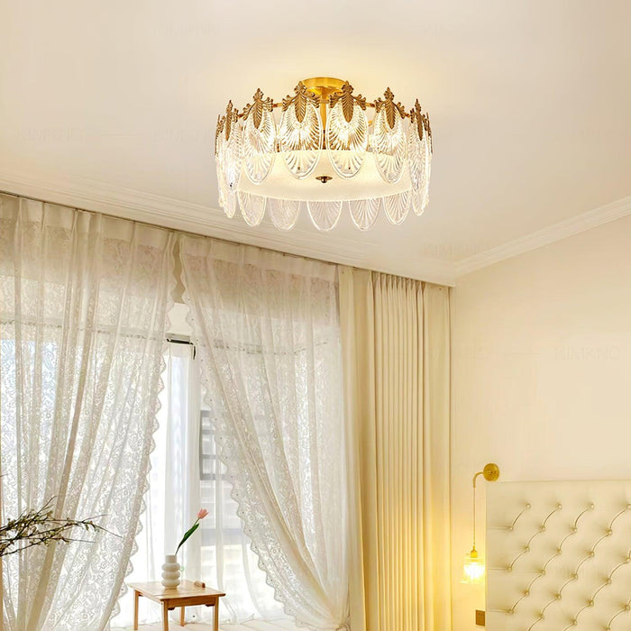 Decorative Pattern Glass Round Chandelier - DWHOME