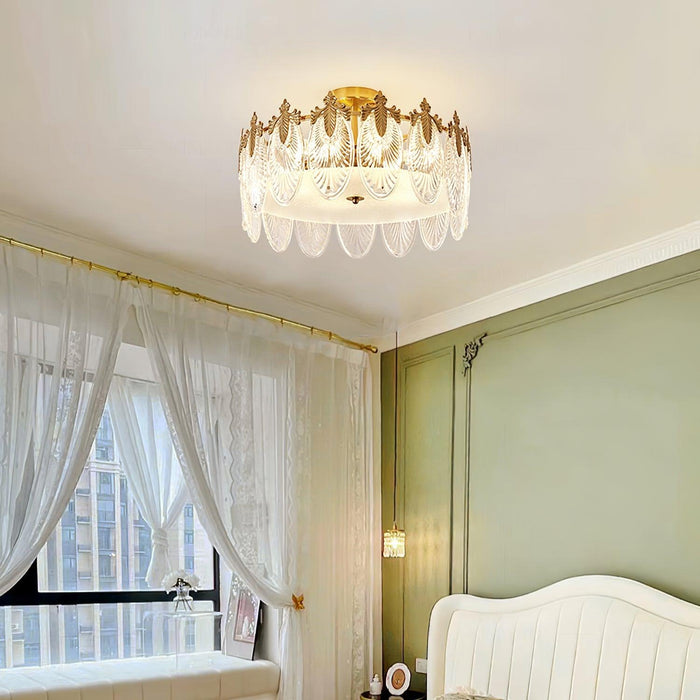 Decorative Pattern Glass Round Chandelier - DWHOME