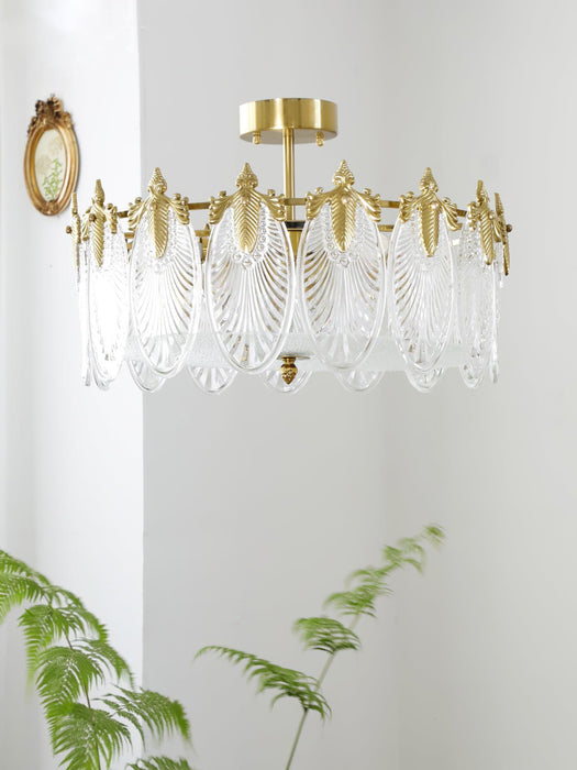 Decorative Pattern Glass Round Chandelier - DWHOME
