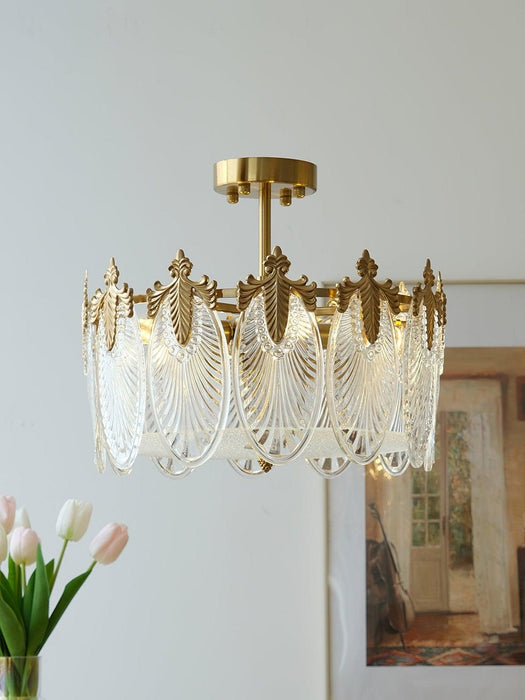 Decorative Pattern Glass Round Chandelier - DWHOME