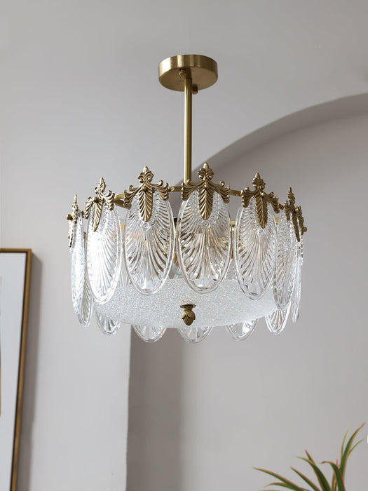 Decorative Pattern Glass Round Chandelier - DWHOME