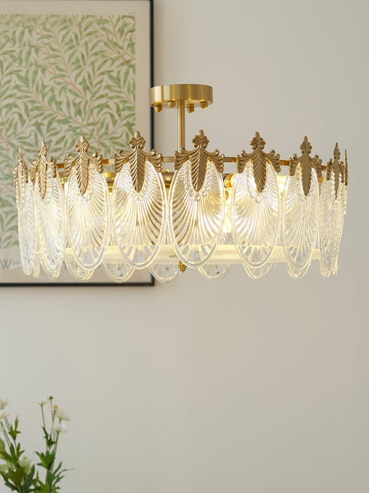 Decorative Pattern Glass Round Chandelier - DWHOME